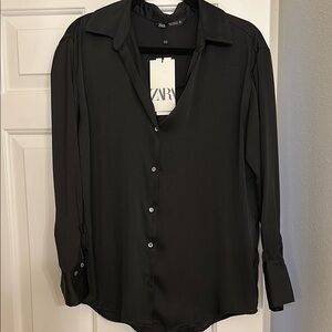 Zara Satin Button Down Shirt